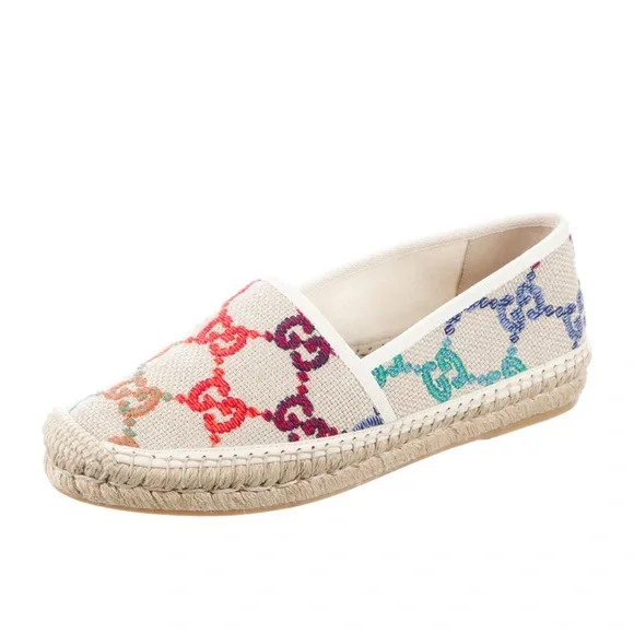 Gorgeous & Authentic GUCCI Logo Printed Canvas Espadrilles Size 38 (Will trade!) - Picture 7 of 16